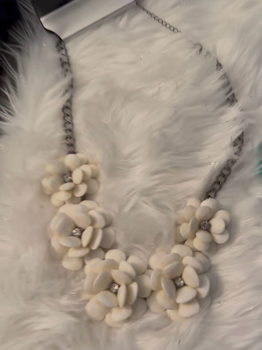 Apt. 9 Cream Floral Statement Necklace with Rhinestone Centers